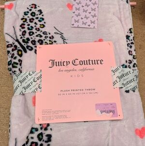 Juicy Couture Pink and Black Plush Throw